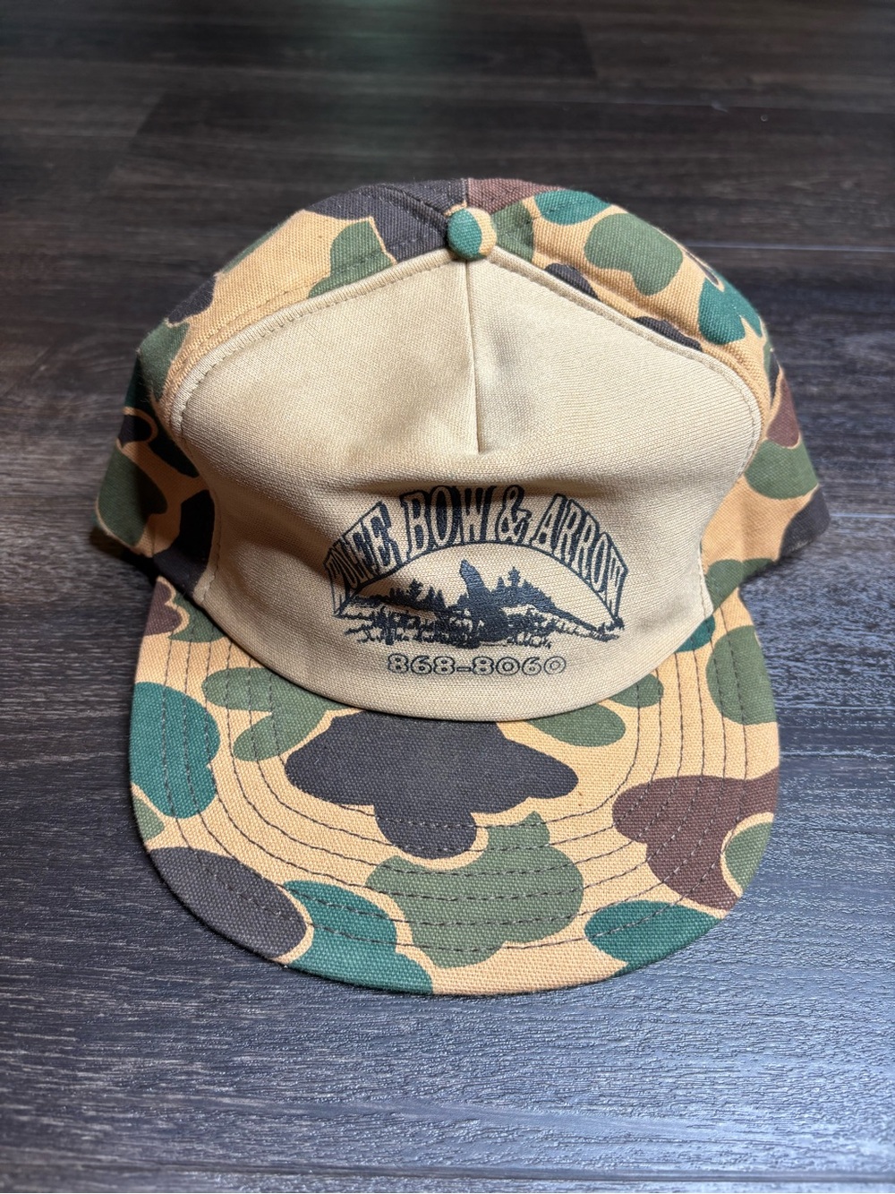 Vintage Wolfe Bow & Arrow Camo Snap Back Trucker Hat